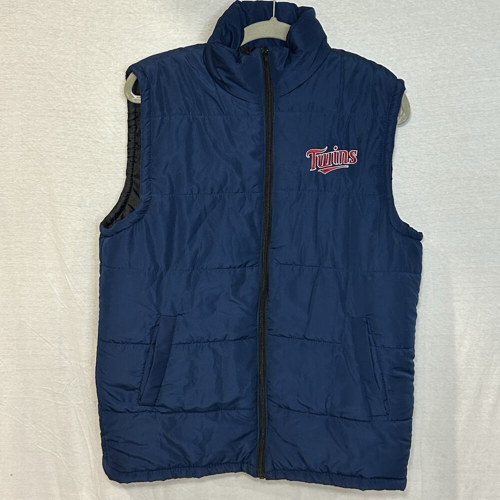 Minnesota Twins Puffer Vest Men’s Medium Full Zip Ford Logo Embroidered Casual